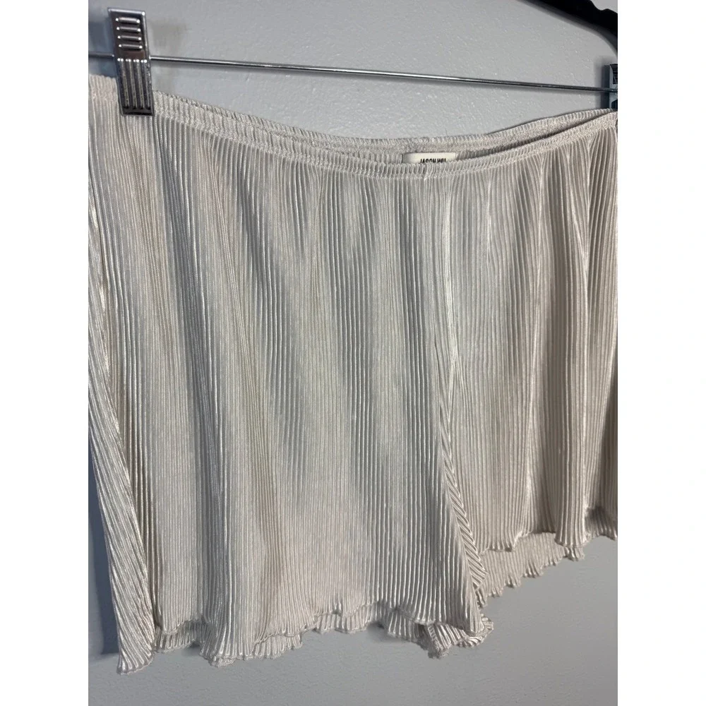 Jason Wu Womens XL Silver Pleated Pajama‎ Set Camisole and Shorts Loungewear